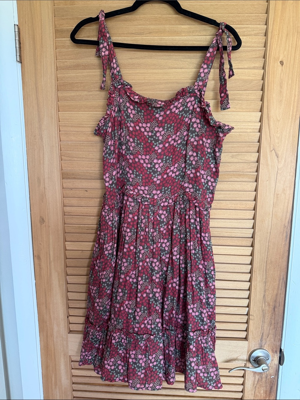 Kate Quinn Cotton Floral Tie-Shoulder Sundress in Rose Pink